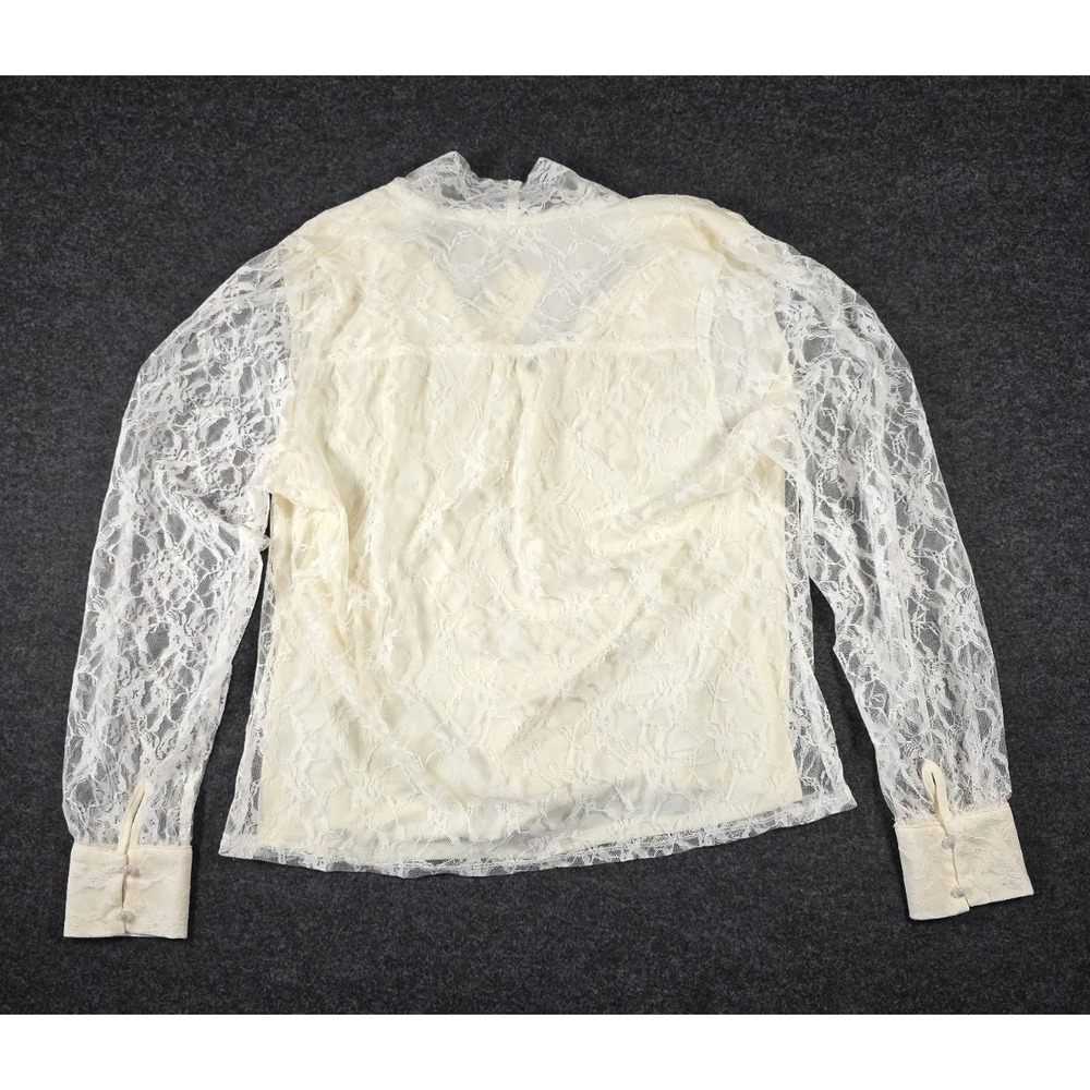 Haver & Blair London Cream Lace Blouse Women LG Pearl Button Delicate NEW! - Picture 5 of 9